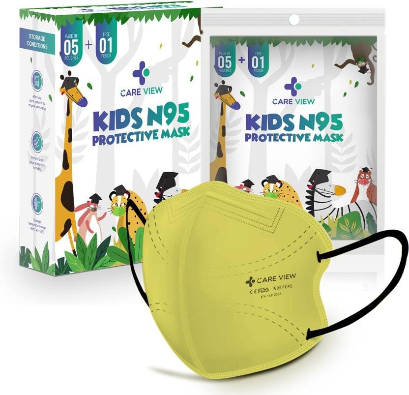 Careview N95 Kids N95 Face Mask,5 Layered Filtration, DRDO, BIS (ISI),CE Certified, Ear Loop Style