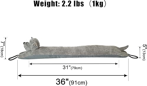Miniatura 98 de Marwood Tope para debajo de la puerta, tapón de viento de 32 pulgadas para puerta y ventana, tapón de aire francés con peso para puerta delantera