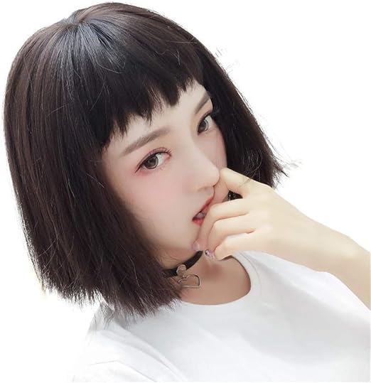 Amazon Co Jp ワイドレッドヘアスタイルキャップのdistaffショートヘアヘッド前髪ふわふわ犬やネット Zhml Color Black Brown ビューティー