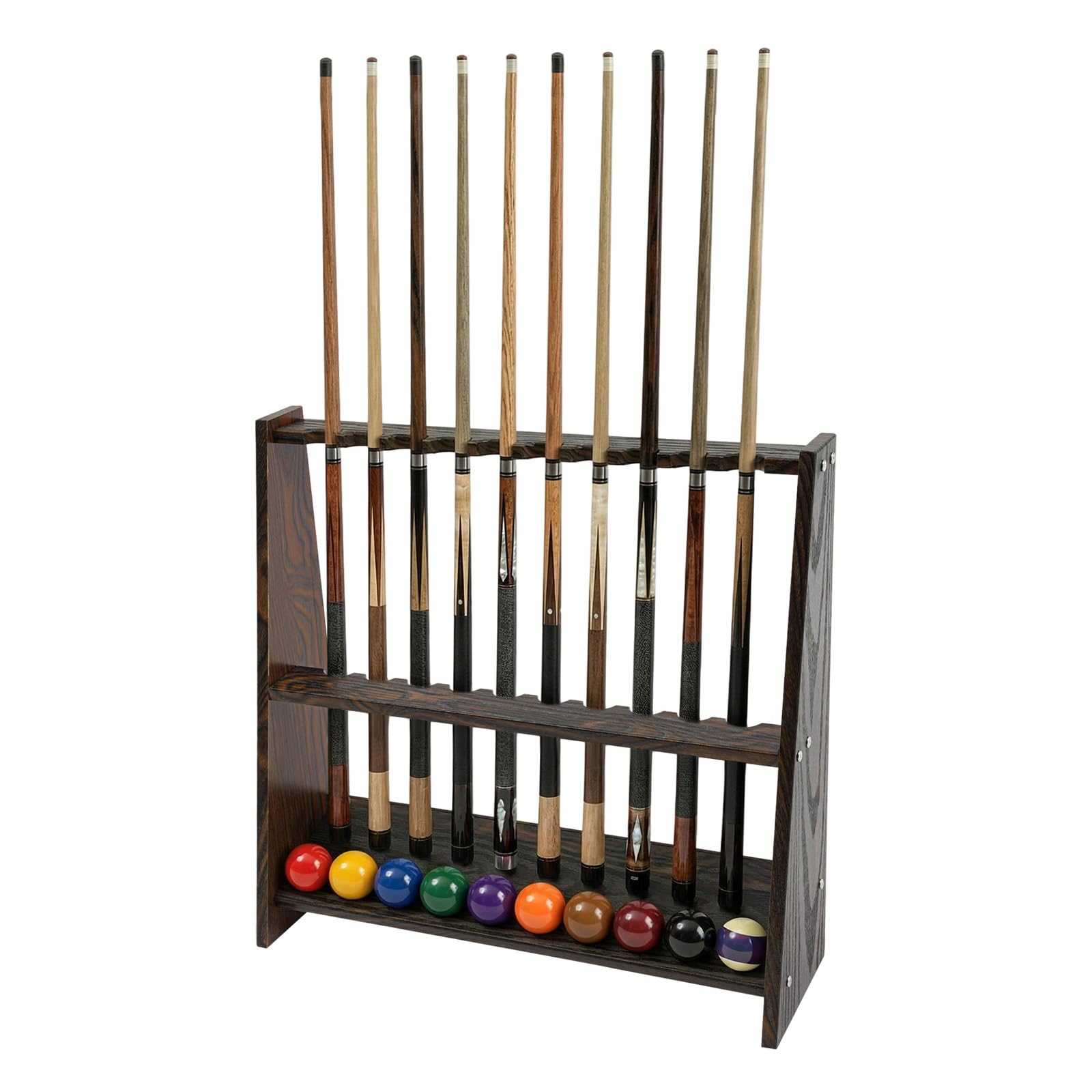 JUUTALK - Soporte de pared para 10 colas de billar, marrón, 57 x 20 x 60 cm