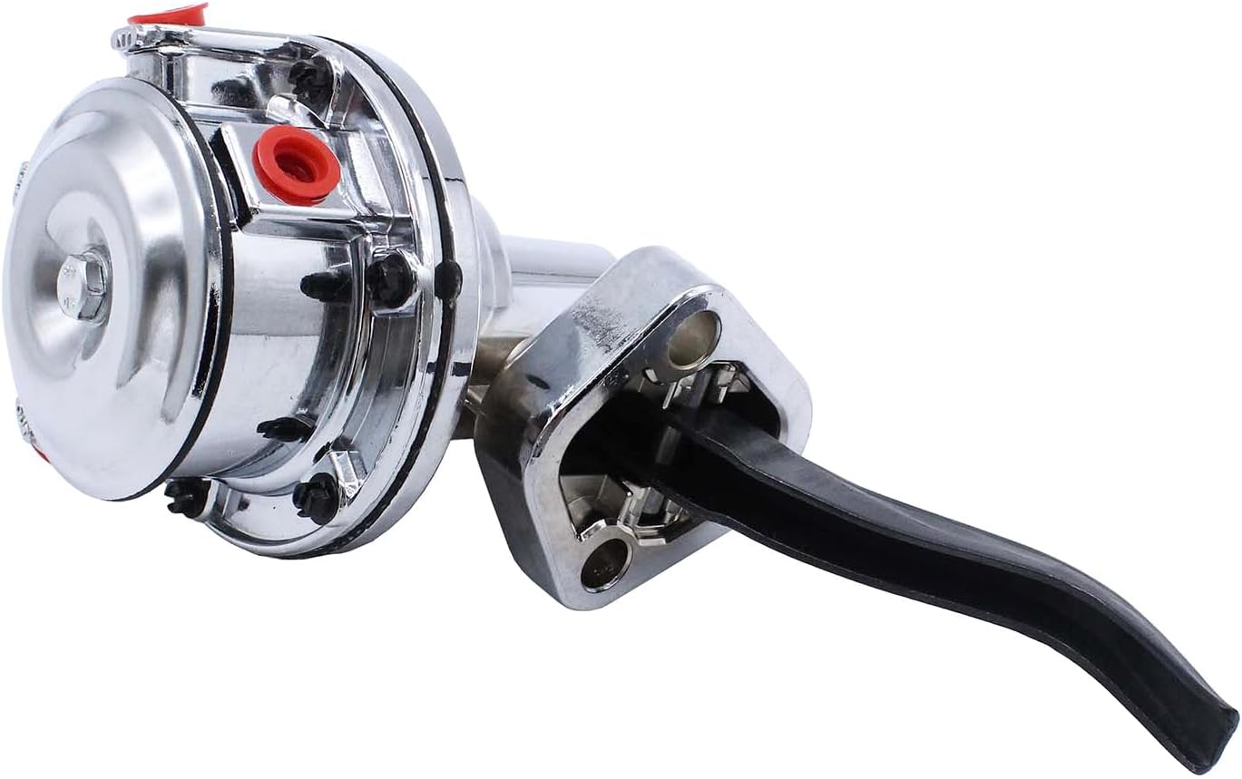 Chrome Mechanical Fuel Pump 6.5 PSI 1/4” NPT Inlet/Outlet Compatible With Pontiac 301 326 350 389 400 455,V8 Engine