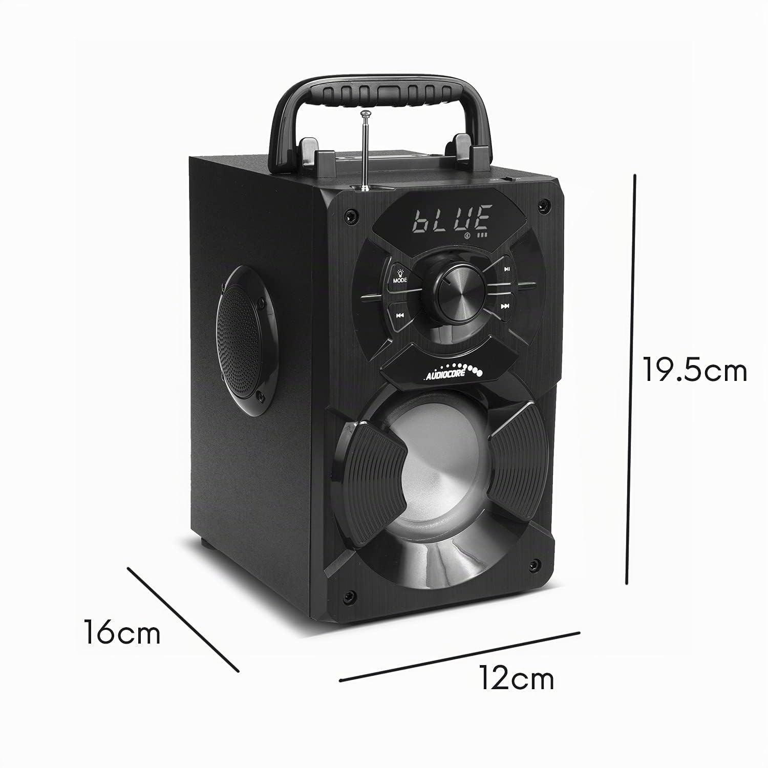 Audiocore AC730 Altoparlante Bluetooth Portatile Speaker 11 watt (5W + 3W x2) schede TF SD AUX Retroilluminazione Telecomando Portamicrofono Carica USB
