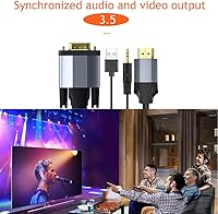 Vista 5 de Tianle Cable adaptador VGA a HDMI con audio de 0.138 in, 3.3 ft/3.3 pies macho activo VGA a salida HDMI, cable adattatore de video para PC