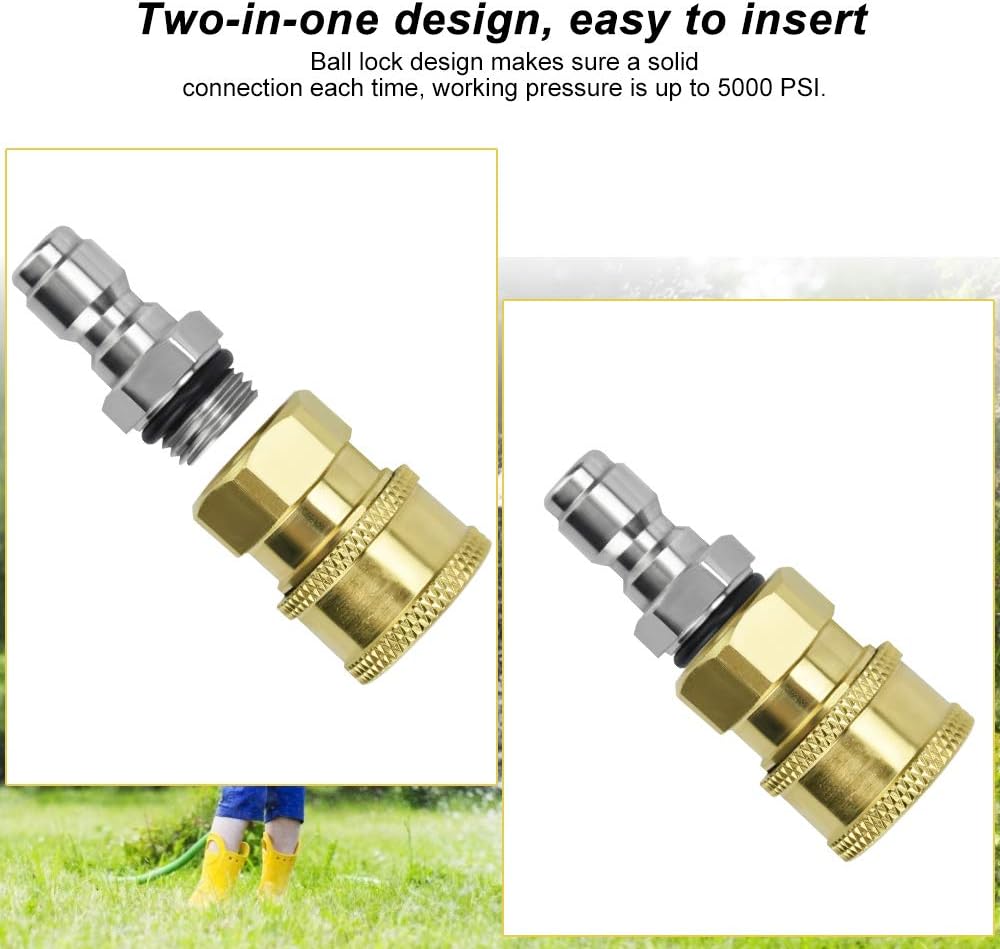 AFASAOES 2 Pcs Pressure Washer Couplers, 1/4 Quick Connector Pressure Washer Fittings 3/8 Inch