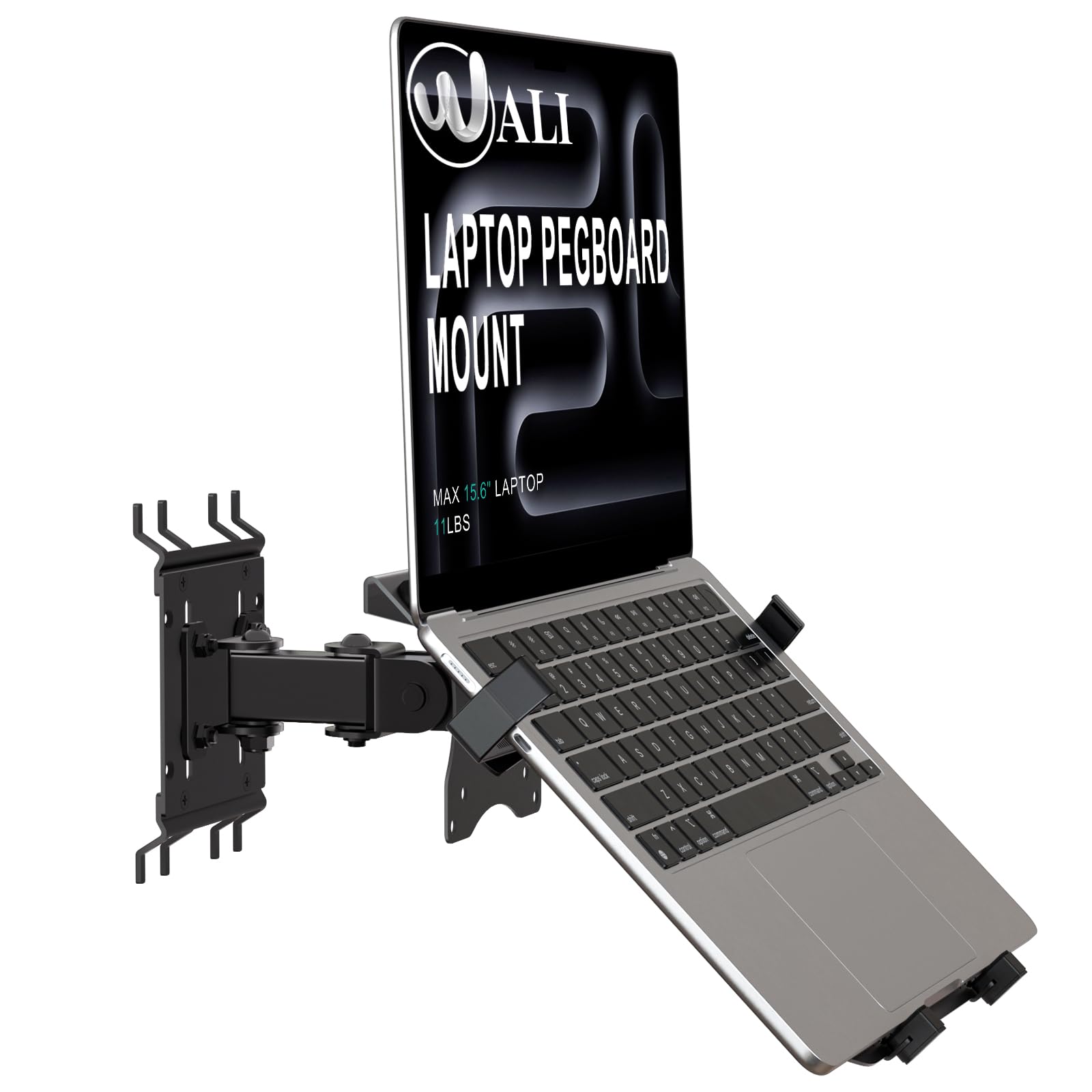 WALI Articulating Pegboard Adjustable Mount for Laptop and Monitor