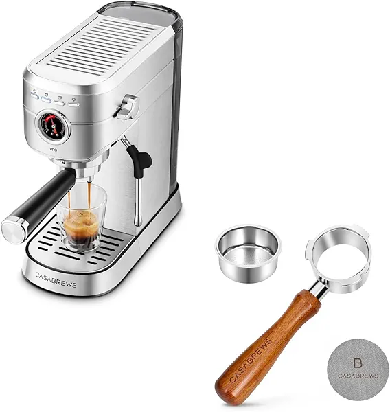 CASABREWS 5418 PRO Espresso Machine with 51mm Bottomless Portafilter with Puck Screen & Filter Basket