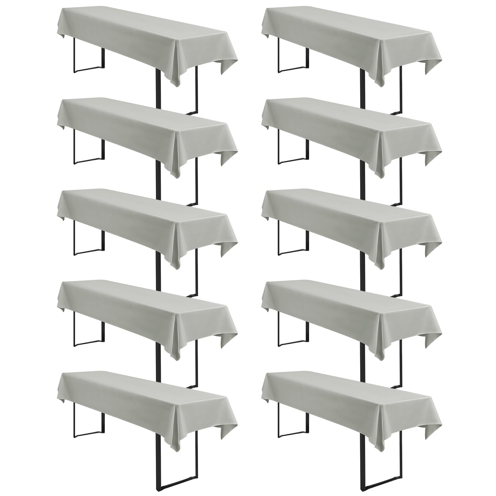Teruntrue Juego de 10 manteles de cerveza, color gris claro, 250 x 100 cm, rectangular, lavable, poliéster, universal, para juegos de cerveza de 50 y 70 cm