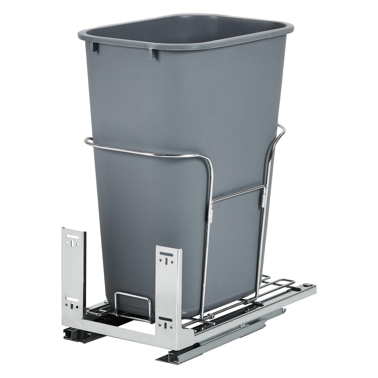 Garvee Poubelle Coulissante Sous Evier Inox Sous Meuble Glissières Amorties | Poubelle 28,4L Inox à Glissières Complètes Fermeture Douce, Gain de Place Sous Evier, Compatible Armoire 25,6×46×51cm