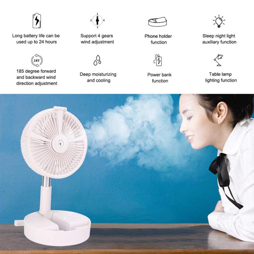 Przenośne wentylatory USB Teleskopowy składany mini wentylator, elektryczny wentylator LED Wielofunkcyjny klimatyzator, do podróży biurowych w gospodarstwie domowym