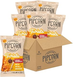 Heirloom Honey BBQ Twists by Pipcorn - 4.5oz 6 Pack - Gluten Free, Non-GMO Heirloom Corn, Non-Artifical, Preservative Free Snacks…
