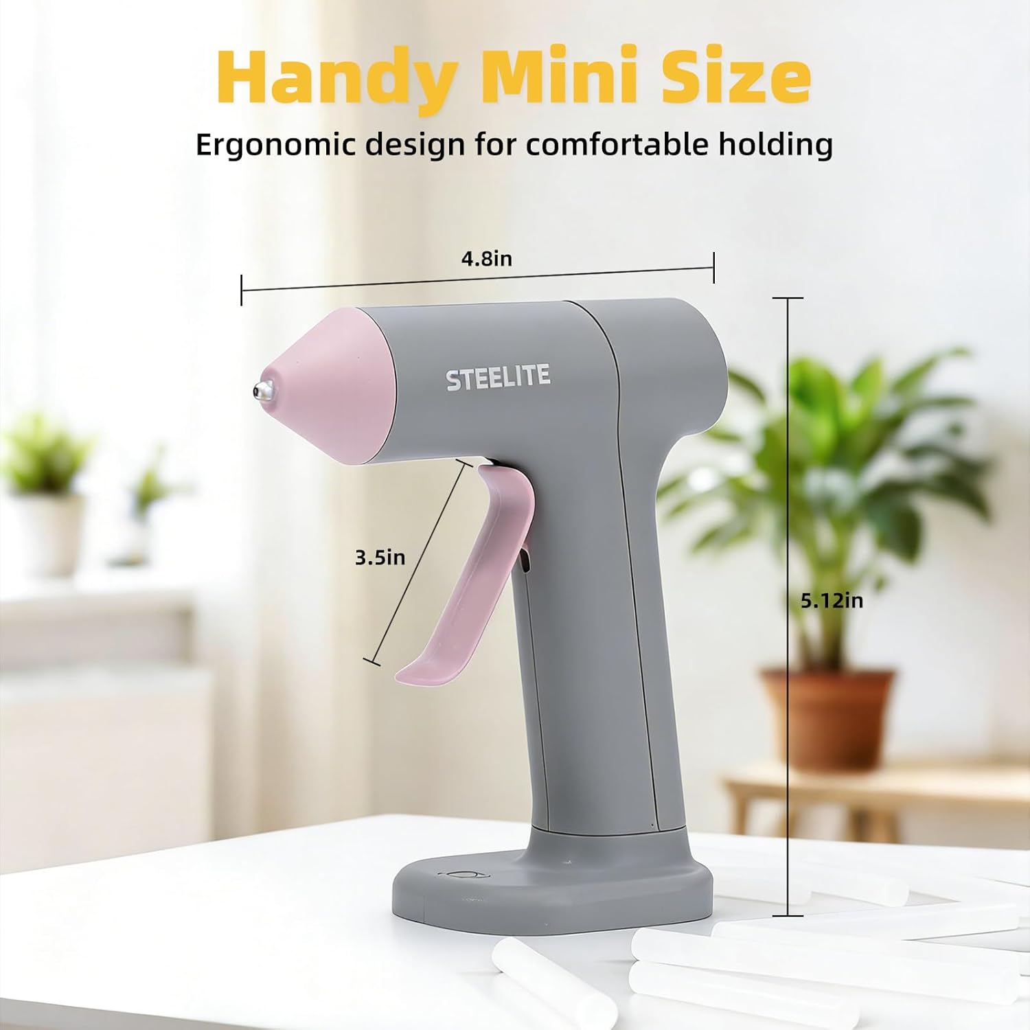 Cordless Hot Glue Gun with 10pcs Glue Sticks, 30s Fast Heating, 2000mAh Rechargeable Lithium Battery, Smooth & Even Glue Flow, Auto Sleep & Power-Off, Type-C USB for DIY Crafts, Home Repairs, EVA Pink