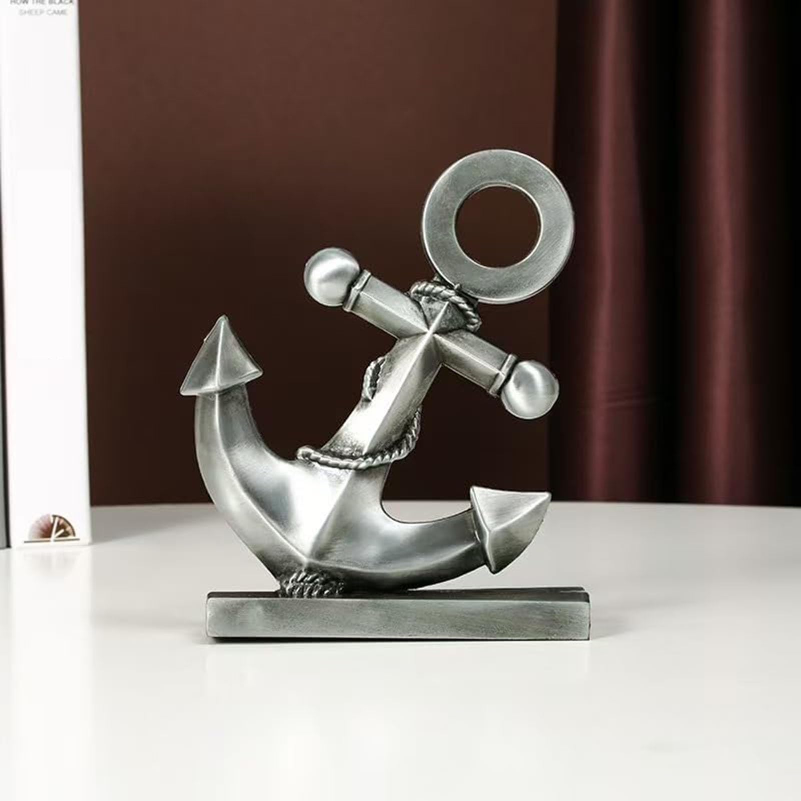 YUZDNM Decoration Art Statue Sculpture - Decorative Alloy Mediterranean Anchor Sculpture(#c)