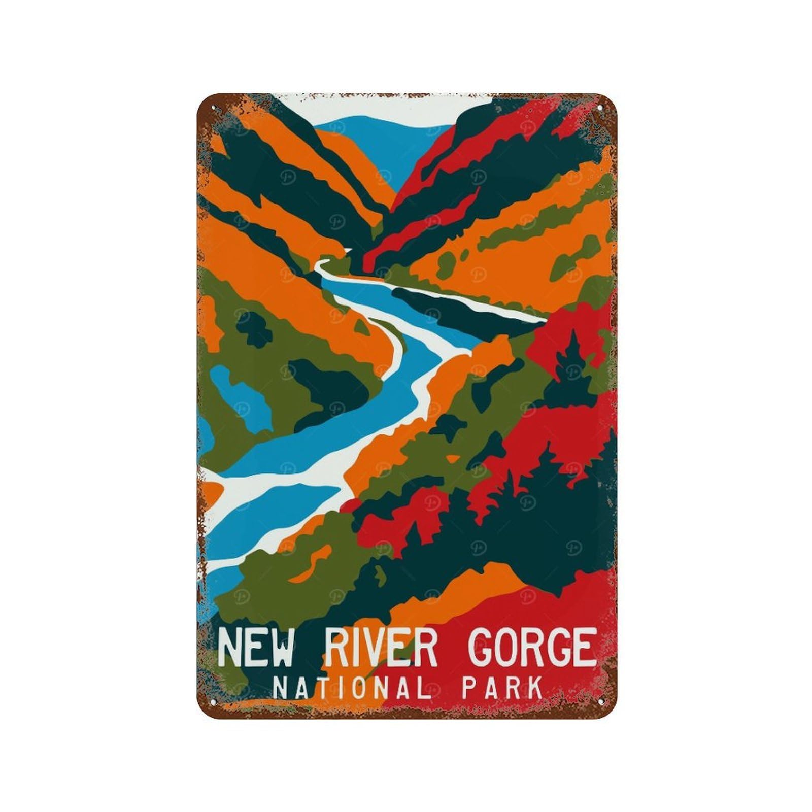 New River Gorge Poster Vintage Metal Tin Sign 11.8"x7.9", Farmhouse Wall Decor for Garage, Bar And Workshop Decor