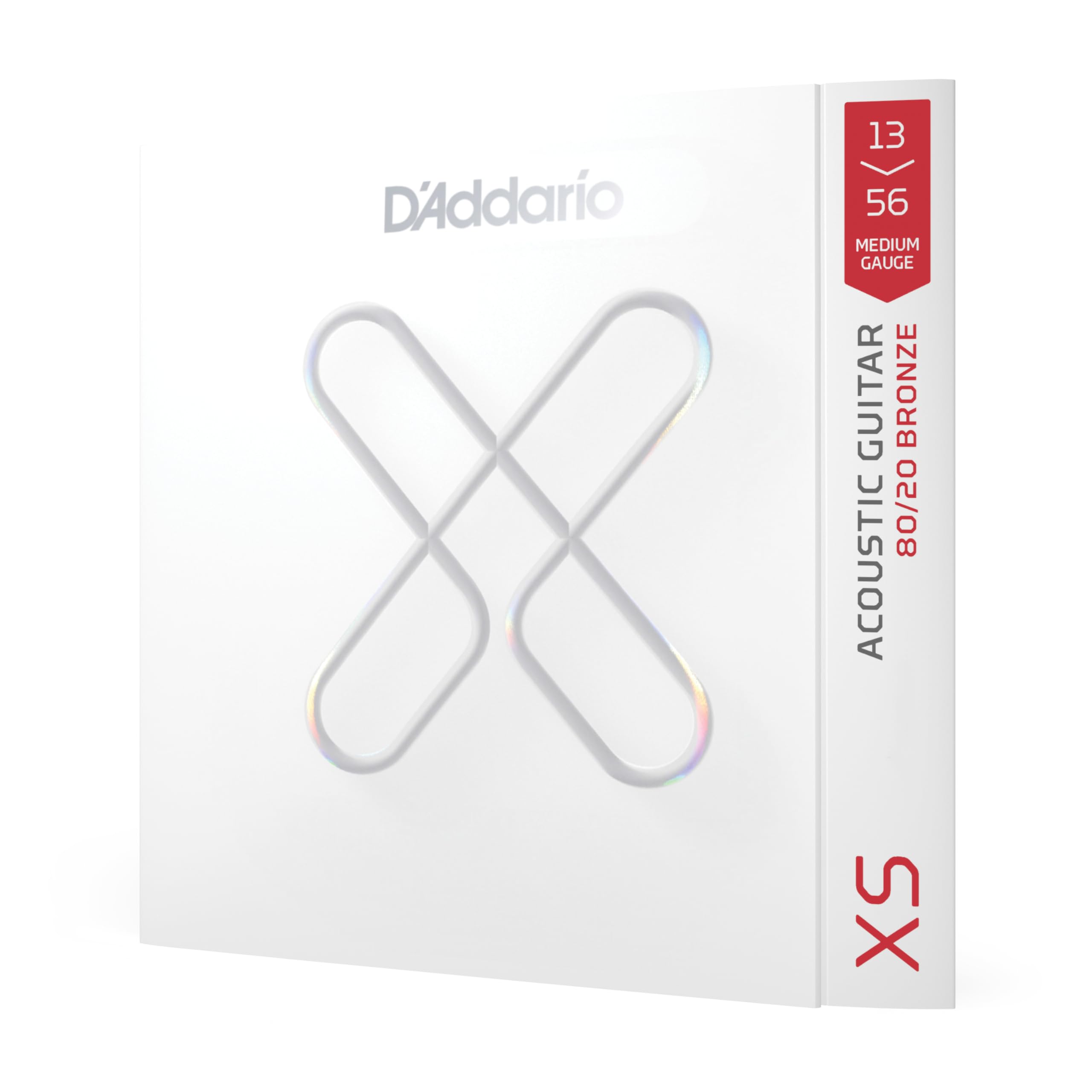 D'Addario Guitar Strings - XS 80/20 Bronze Coated Acoustic Guitar Strings - XSABR1356 - Maximum Life with Smooth Feel & Exceptional Tone - For 6 String Guitars - 13-56 Medium