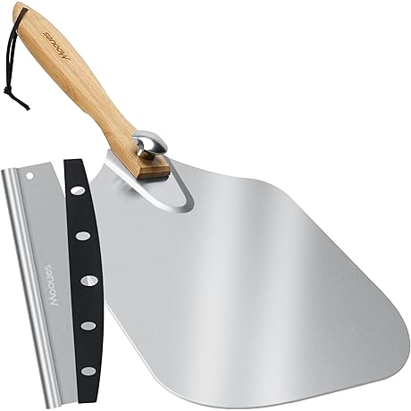 Mooues 16 Inch Pizza Paddle and Rocker Cutter [Storage Bag Included]