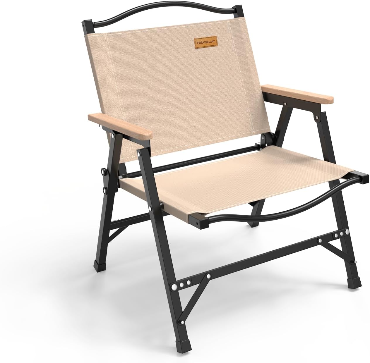 Portable Camping Chair Lightweight Compact Folding Chair with Armrest for Outdoor Camp Travel Beach Picnic Festival Hiking, (Beige)