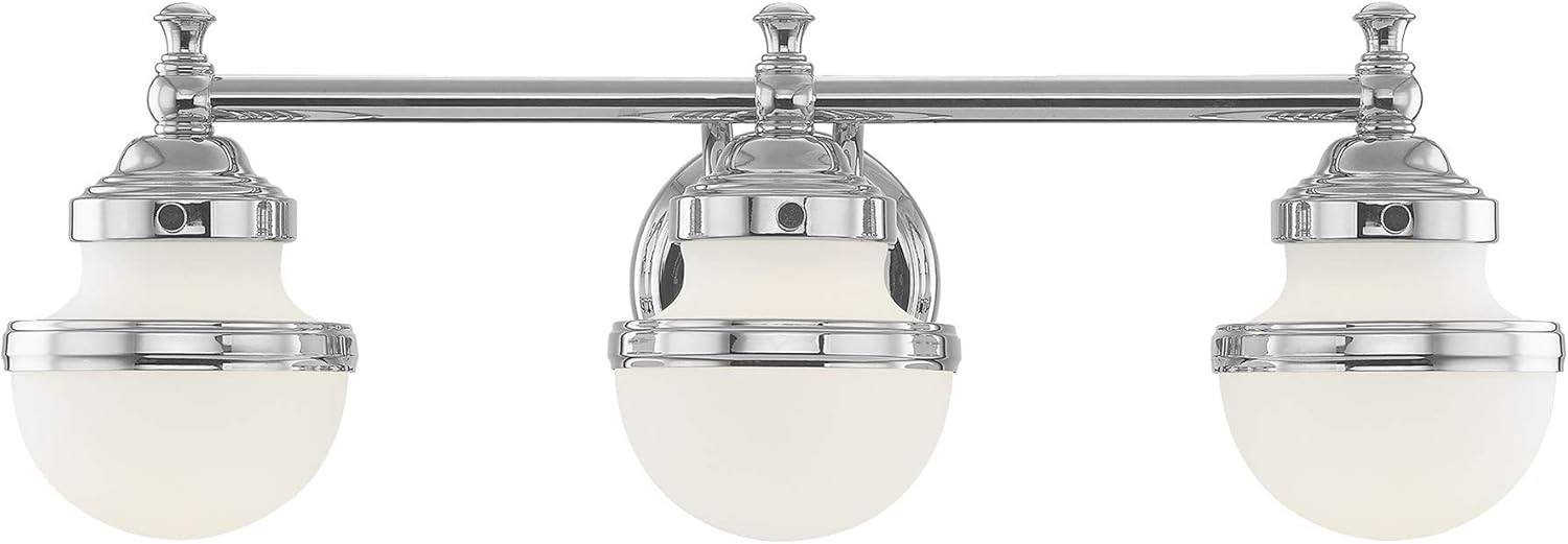 Livex Lighting 5713-05 Oldwick 3 Polished Chrome Bath Light, 24 x 7.25 x 8.25
