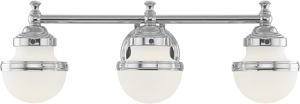 Livex Lighting 5713-05 Oldwick 3 Polished Chrome Bath Light, 24 x 7.25 x 8.25 | Dimensions 24 x 7.25 x 8.25
