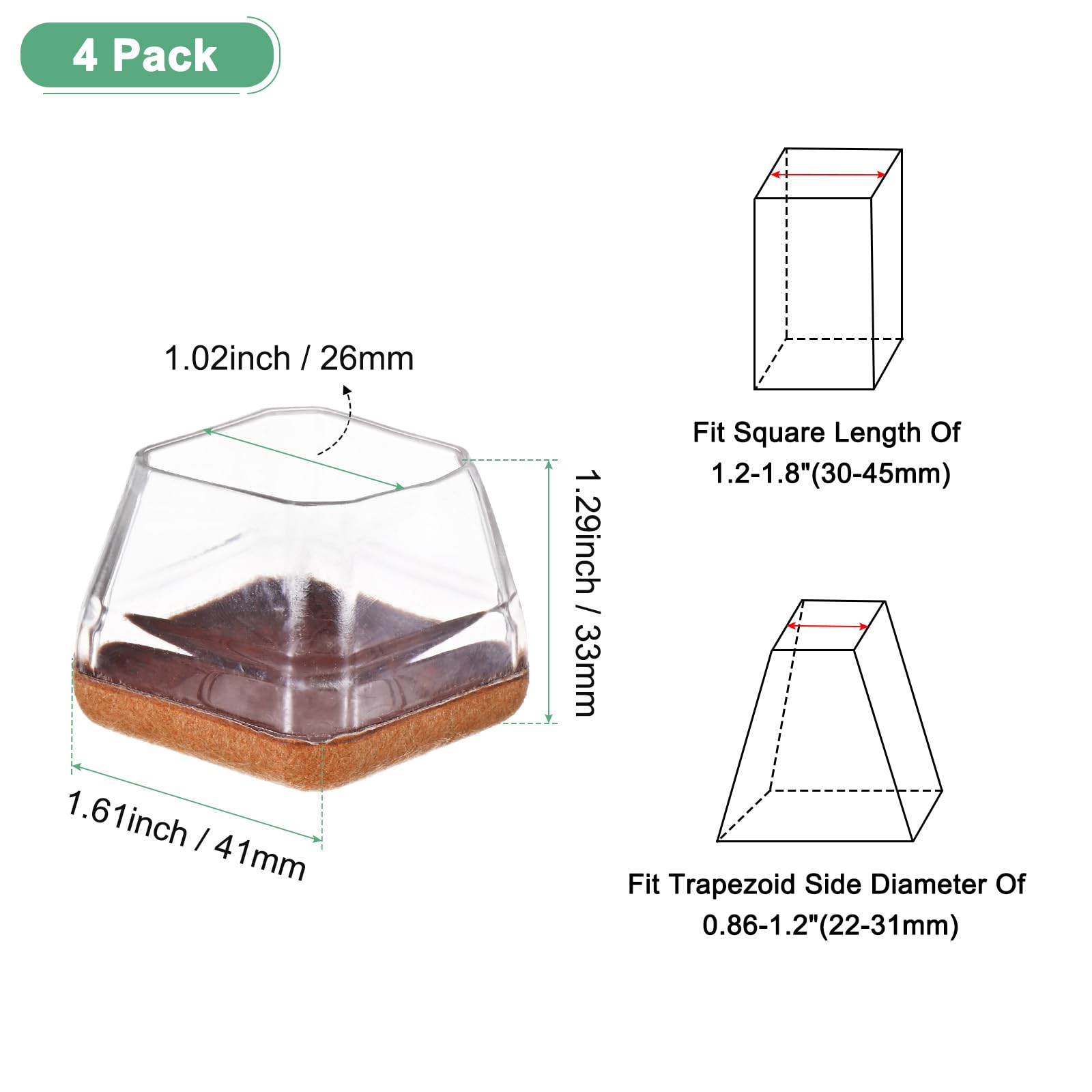 M METERXITY 4-Pack Chair Leg Floor Protectors - Image 3