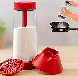 Tapioqueira Manual com Peneira e Polvilhador Integrados Tapiocas Sem Grumos Crepioca Distribuição Uniforme Compacta Ergonômica Fácil de Limpar Desmontável Resistente Cozinha Prática (Vermelho)