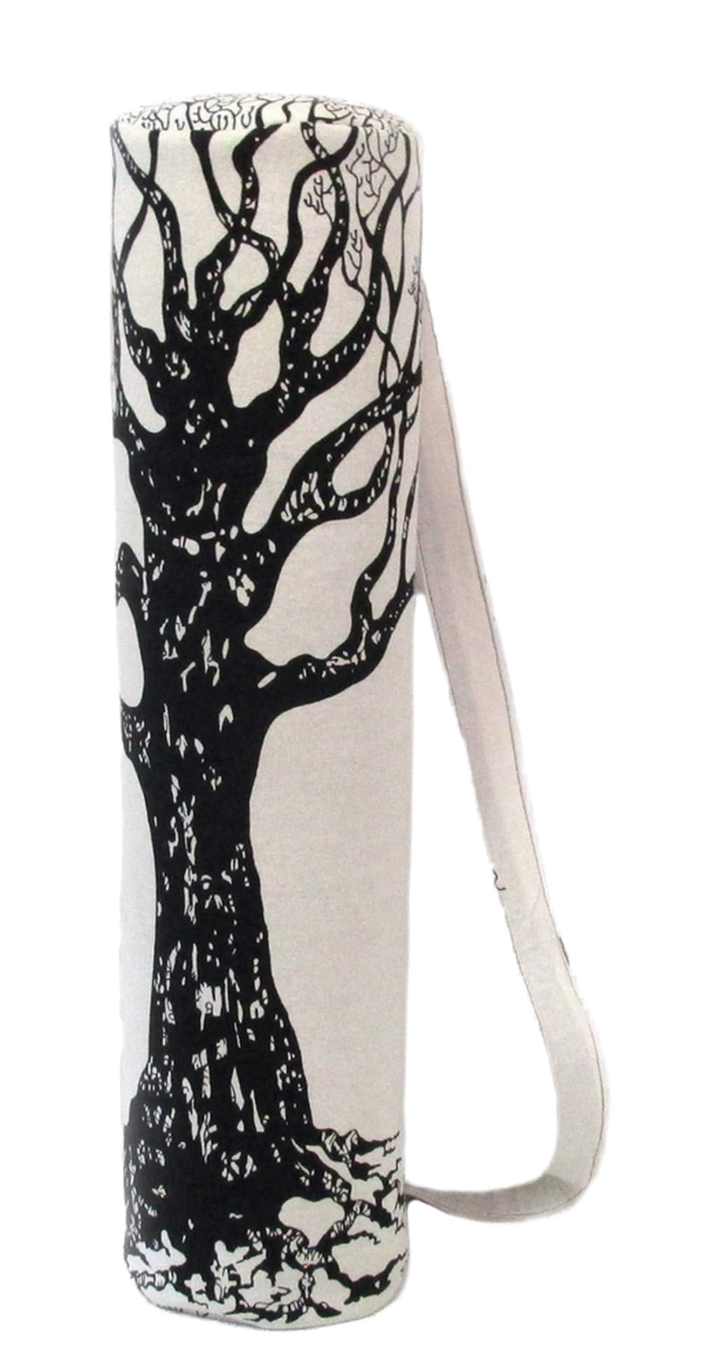 ICC Yoga Mat Bag Carrier Full-Zip Exercise Yoga Mat Carry Bag for Women Men with Multi-Functional Storage Pockets and Adjustable Shoulder Strap 26X6 Inches (Black and White Tree)