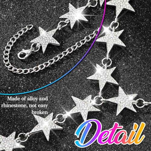 Nicute Rhinestone Y-Necklace Jewelry Star Long Choker Necklace Sparkly Crystal Festival Necklace Chain for Women4
