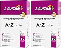 Kit 2 Suplemento Vitamínico - Mineral A-Z para Mulher, rosa, Lavitan, 60 cápsulas