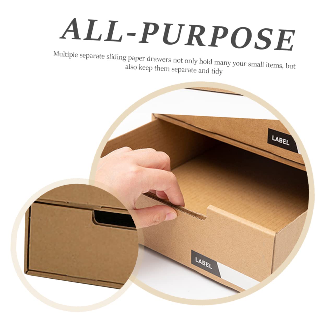 Angoily Organizer da Scrivania in Carta Cassetti Scorrevoli Multipli Beige, Porta Documenti e Cancelleria per Ufficio e Scuola, per Scrivania Desktop