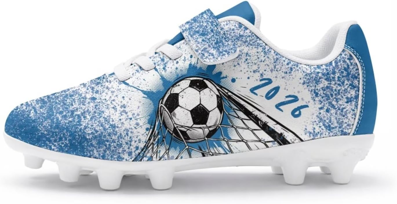 Boys Girls Soccer Shoes Little/Big Kid Football Cleats Outdoor Shoes Breathable Athletic Training Football Shoes Size 2