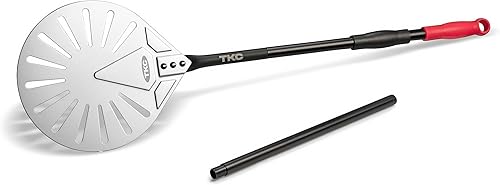 Miniatura 2 de TKC Ooni - Pala de pizza perforada de 9 pulgadas, espátula de pizza de metal de mango largo para interiores y exteriores, volteador de pizza