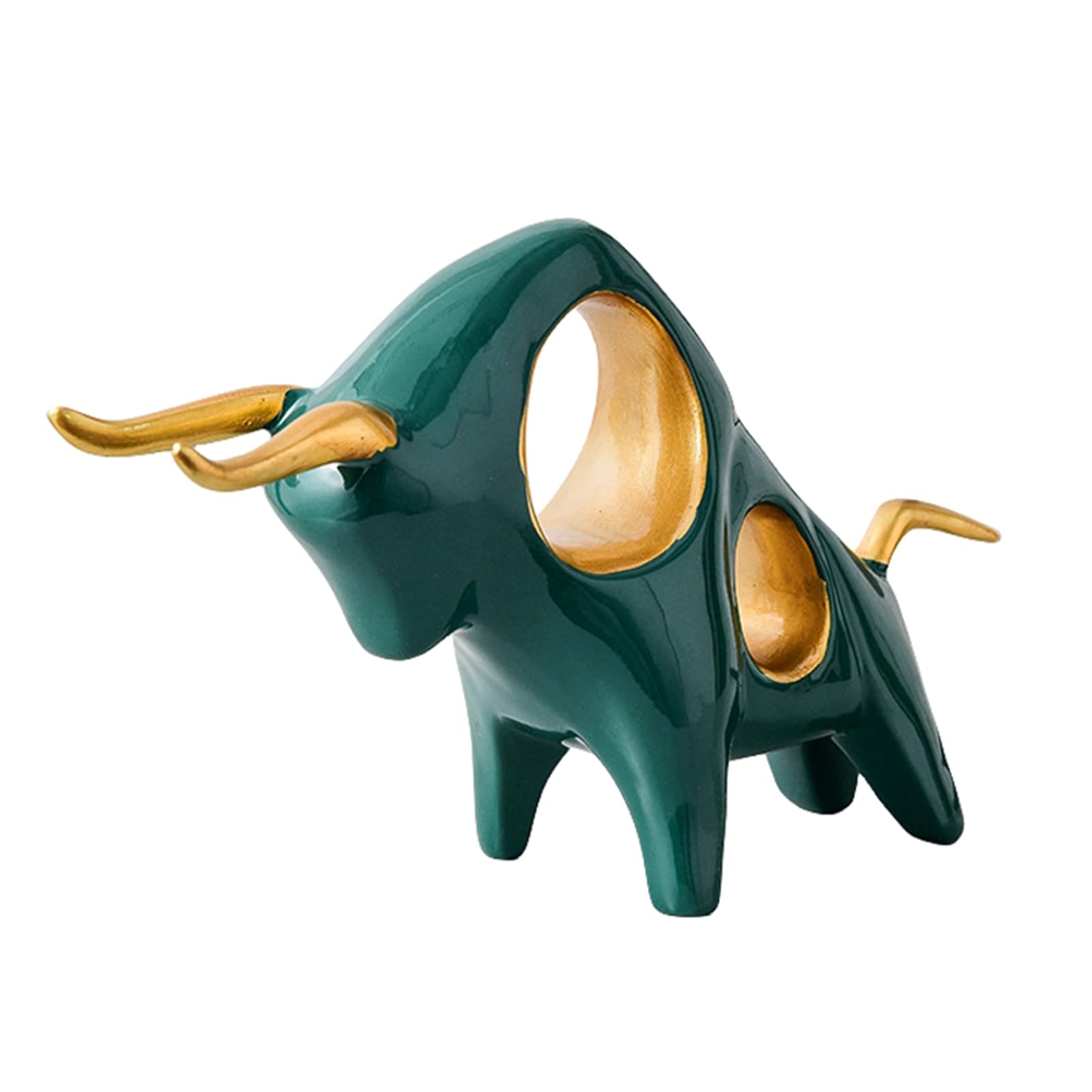 Zyqixluk Bull Decorative Statue Sculpture shelf decorations figurines Resin Animal Sculptures For Office Home Desk, Decoration Ornament Gifts,Green B