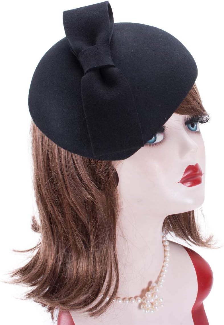 Lawliet Teardrop Women 1940s Wool Felt Fascinator Hat Bow Tam Beret Casque A568