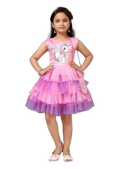 MUHURATAM Baby-Girls Net Fit and Flare Knee-Length Dress