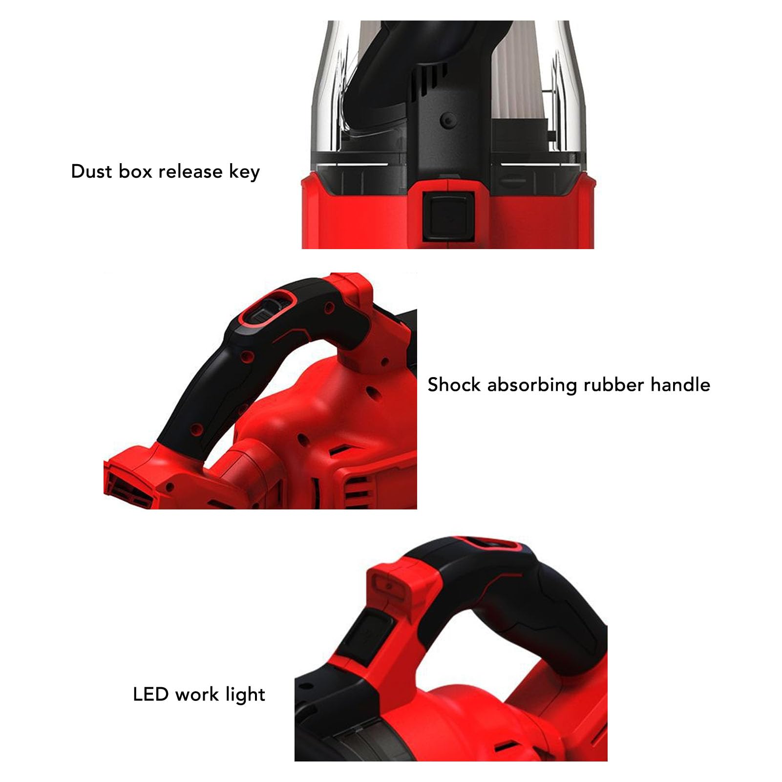 Aspiradora inalámbrica de Mano, Potente aspiradora portátil Recargable con succión, máquina de Limpieza con Filtro Lavable para el hogar, Coche, Suelo, Alfombra, ABS, 700ml