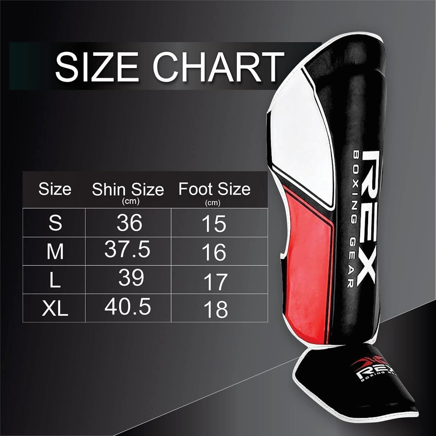 Rex Sports Shin Guards for Muay Thai, Kickboxing, MMA Fighting and Training, Instep Leg Protector Foam Pads for Martial Arts, Sparring, Protective Gear for BJJ and Boxing