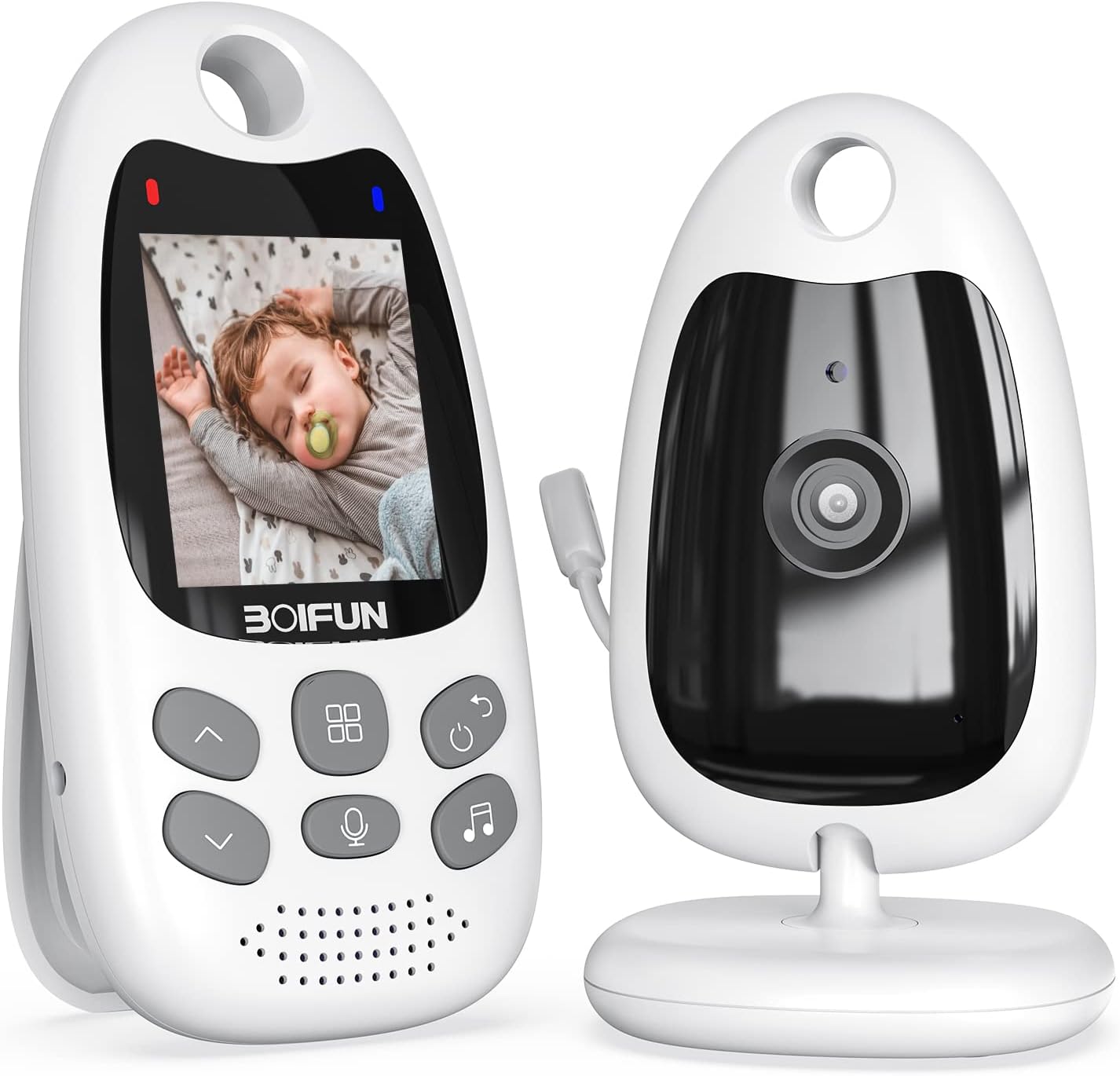 Video Baby Monitor with Camera, Two-way Audio, No WiFi, VOX Mode, Night Vision, 2-inch Screen Battery Powered, 8 Lullabies, Feeding Reminder, Smart Temperature, Elder/Pet, Wireless, Portable