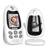 BOIFUN Babyphone mit Kamera 2 Zoll Tragbares Vox-Funktion Temperatursensor Nachtsicht-Video-Babyfon 2,4 Ghz, Intelligentes Standby Baby Monitor Gegensprechanlage Schlaflieder Lange Akkulaufzeit, 720p Babyphone mit 1 Kamera VB610