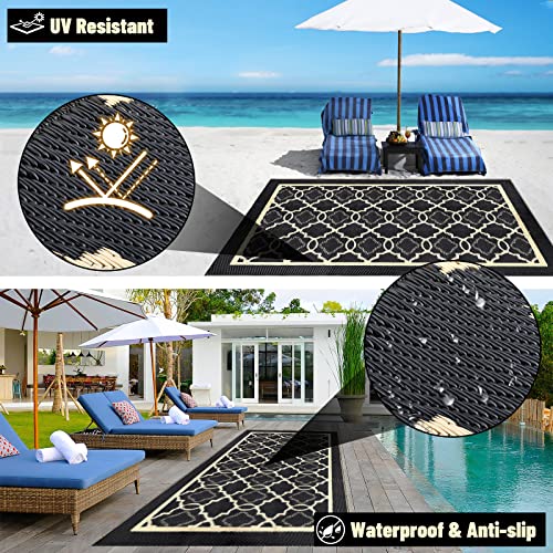 zootop Outdoor tapijt waterdicht tapijt voor kamperen, groot terrastapijt modern omkeerbaar plastic geweven tapijt draagbaar lichtgewicht campingmat vloerkleed voor strand tuin terras balkon dek 120 x - Afbeelding 5