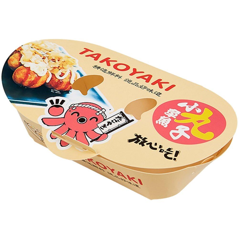 Baokuan 100pcs Octopus Ball Packaging Box Japanese Street Food Takoyaki Takeaway Box Disposable Snack Paper Packing Container