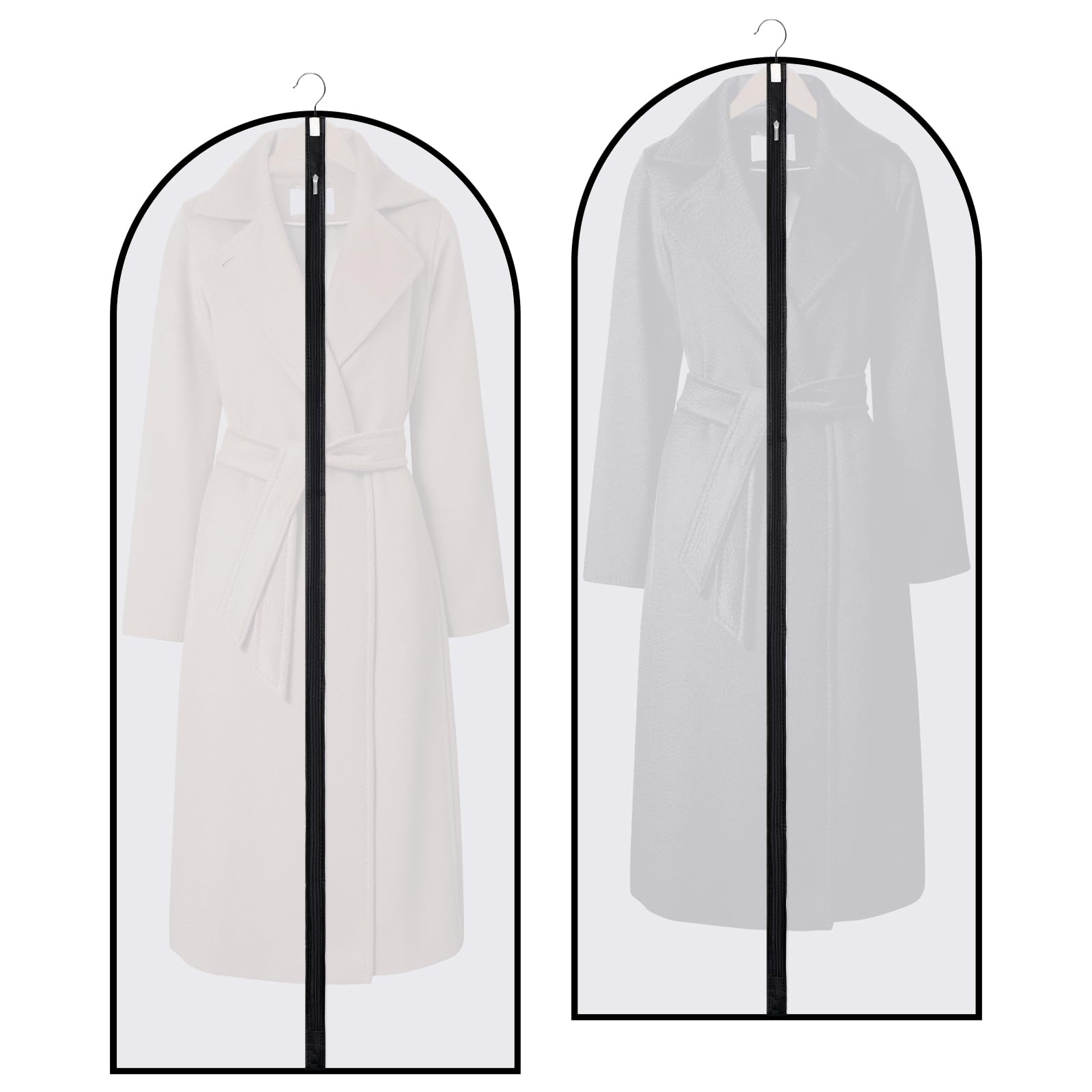 Copriabiti Antipolvere Trasparenti - Set Da 2, 60x140 Cm, PEVA, Con Cerniera, Per Cappotti E Abiti