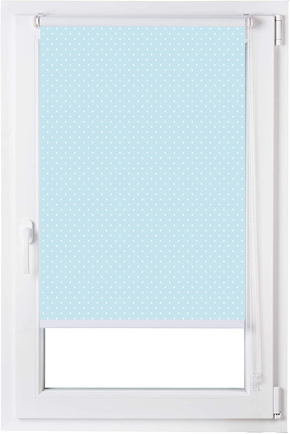 Estoralis MOTAS-2 Store Enrouleur Translucide Imprimé Digital Easy Fix, Tissu, Turquoise, 80 x 150 cm