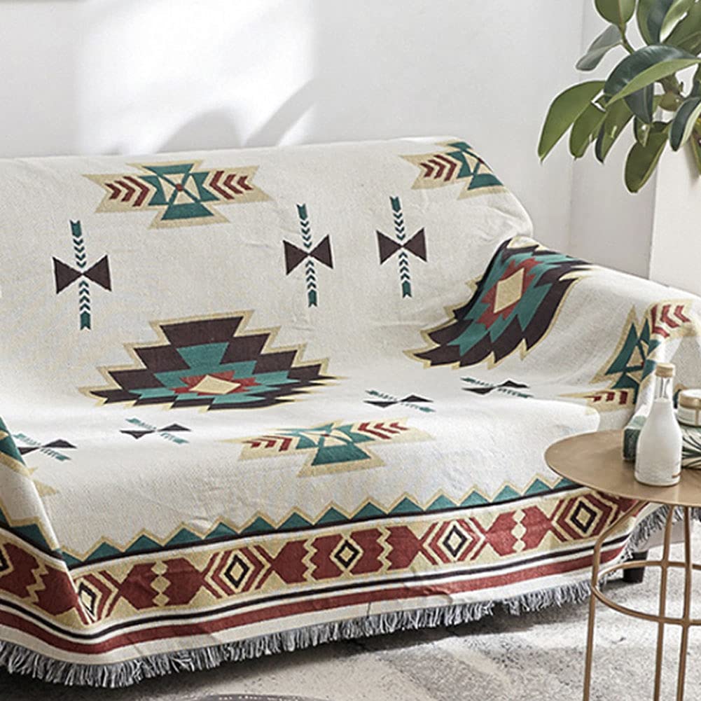 Bohema narzuta koc na sofę pokrowiec na krzesło obrus sofa narzuta patchworkowa dywan kolorowy plemienny wzór przytulny ciepły kanapa krzesło zestaw łóżko kołdra dzianinowa narzuta biały 90 * 240 cm