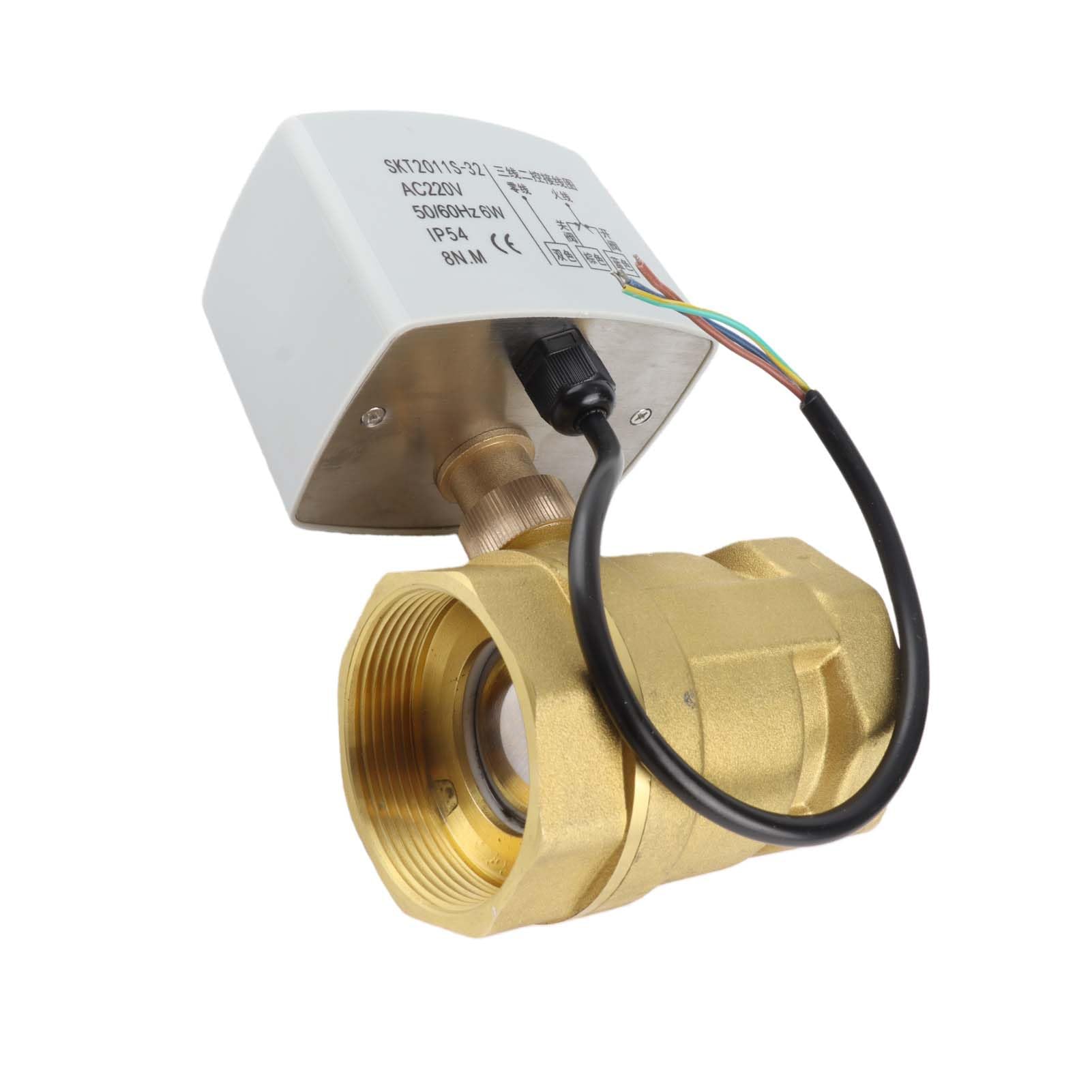 Valvola a Sfera Motorizzata 2 Pollici DN50, AC 220V Valvola a Sfera Motorizzata Elettrica in Ottone a 2 Vie a 3 Fili per Riscaldamento/Ventilazione/Condizionamento/Refrigerazione/ecc.