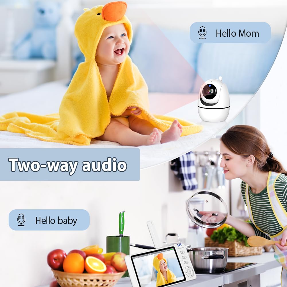 Ade Baby Monitor Video e Audio, per rimanere sempre in contatto con il tuo bambino in modo sicuro e riservato, schermo da 5", zoom x2, Audio Bidirezionale, VOX, Visione Notturna, Ninne Nanne