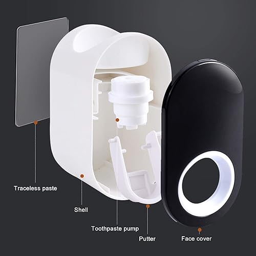 Miniatura 4 de Dispensador de pasta de dientes y soporte para cepillo de dientes, pared dispensador de pasta de dientes, exprimidor automático de pasta de dientes,