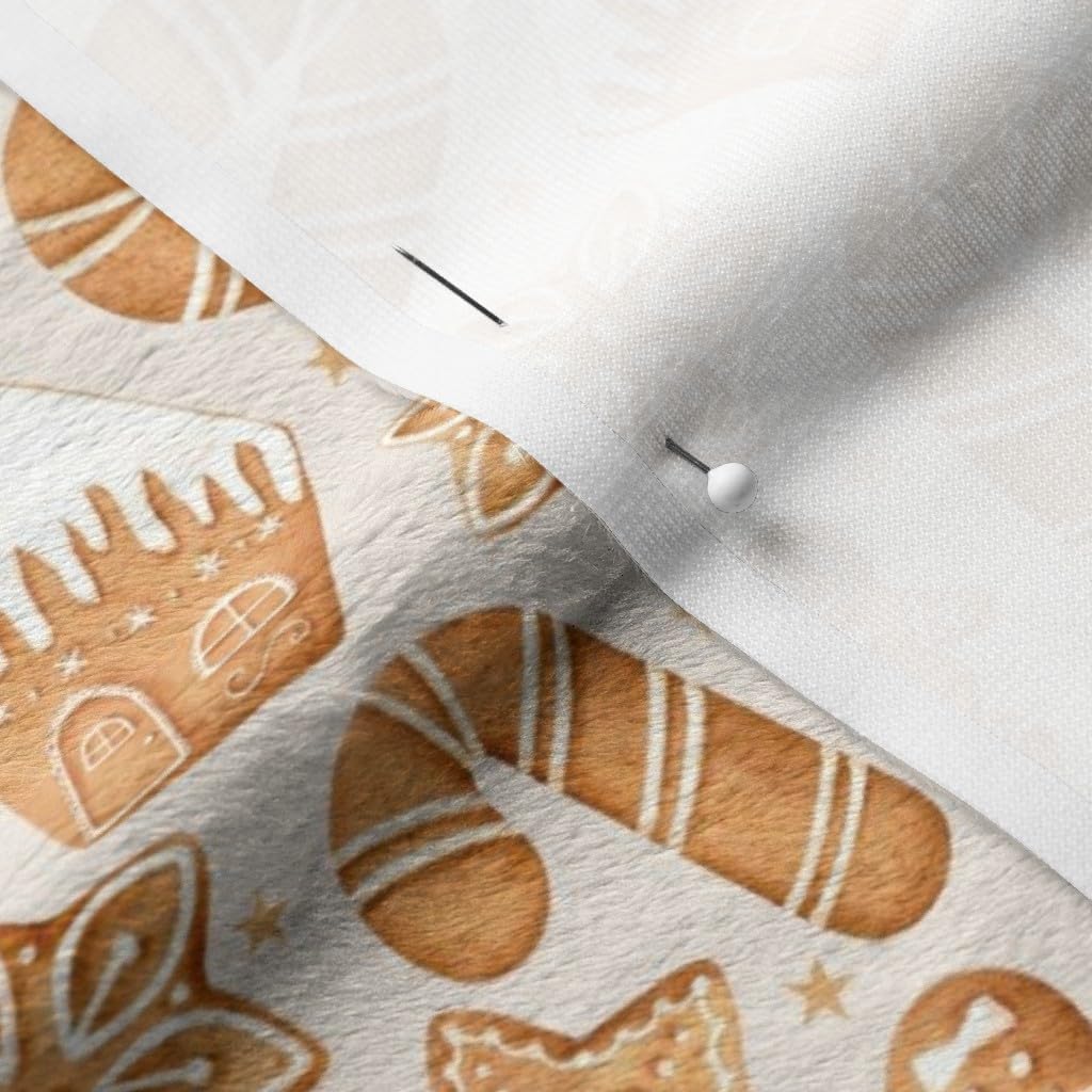 Spoonflower Fabric - Medium Scale Gingerbread Man Sugar Cookie Christmas Tan Texture Printed on Minky Fabric by The Yard - Sewing Baby Blankets Quilt Backing Plush