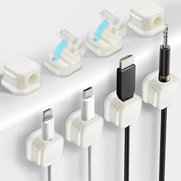 6 Pcs Magnetic Cable Clips, Cable Management, Office Desk Accessories, Cord Organizer, Cable Smooth Adjustable,for Desk, Wall, Car, Motorcycle,Home Office, Phone Cable Management White