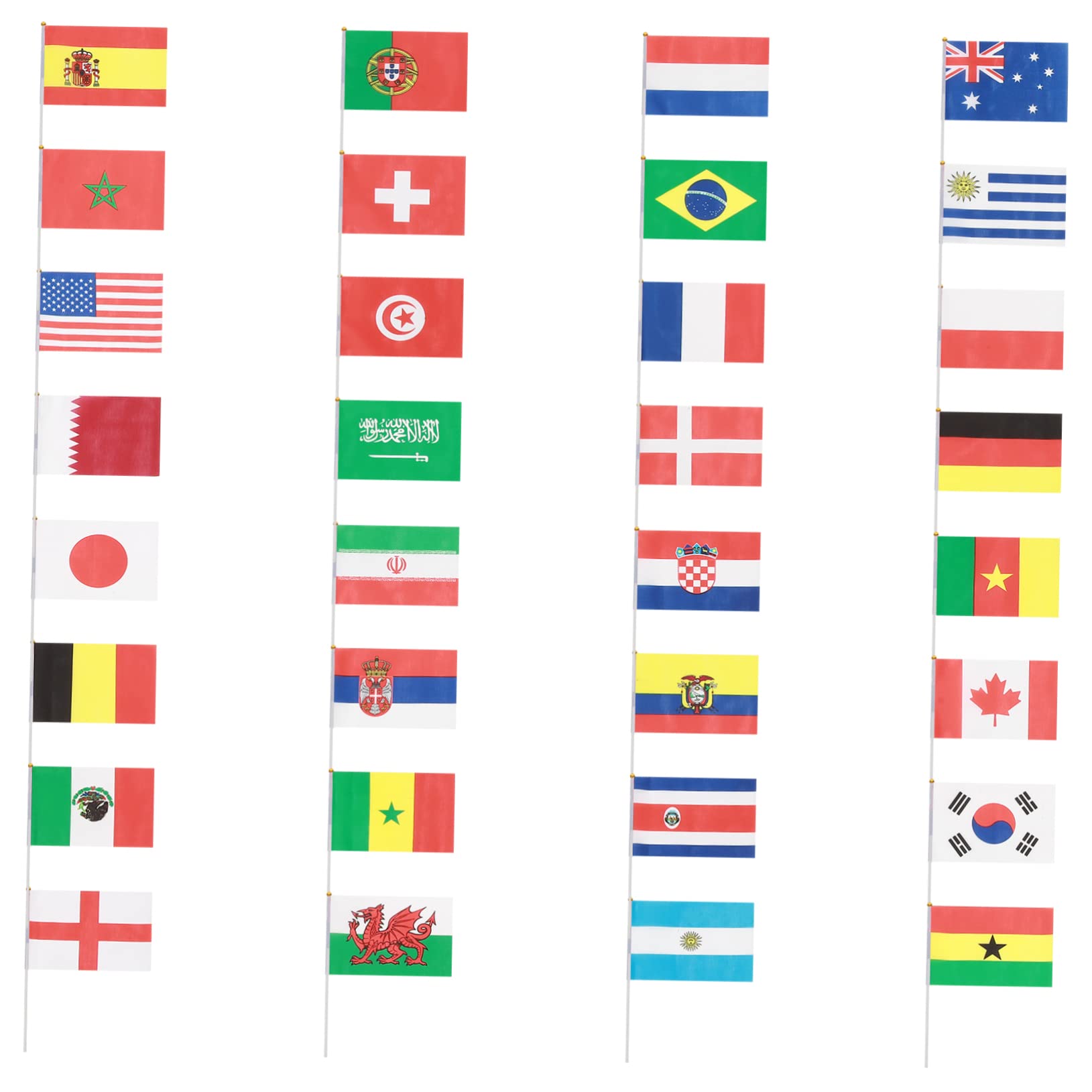 Hand Hielt Petites bannières de drapeau national sur 32 pays international pour, événements sportifs, festivals