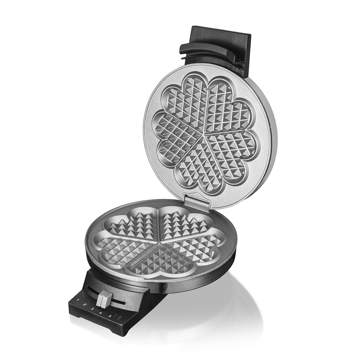 Cloer 185 Piastra per Waffle, 930 W, dimensione di cialda 16 cm, piastre di cottura pesanti, segnale acustico e spia di cottura, corpo in acciaio inossidabile cromato