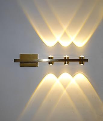 FILLISKA Aluminium Led Luxurious Indoor Up/Down Wall Light Warm White, Shockproof & Rustproof Alluminium Body (3Up 3 Down Gold) - image, photos